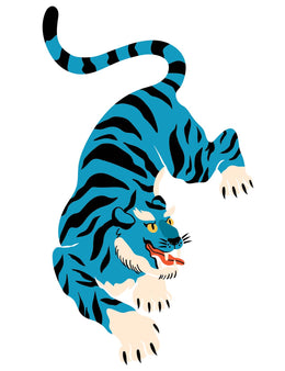 Blue Tiger Pounce - Carousel Clash – Strijktransfer
