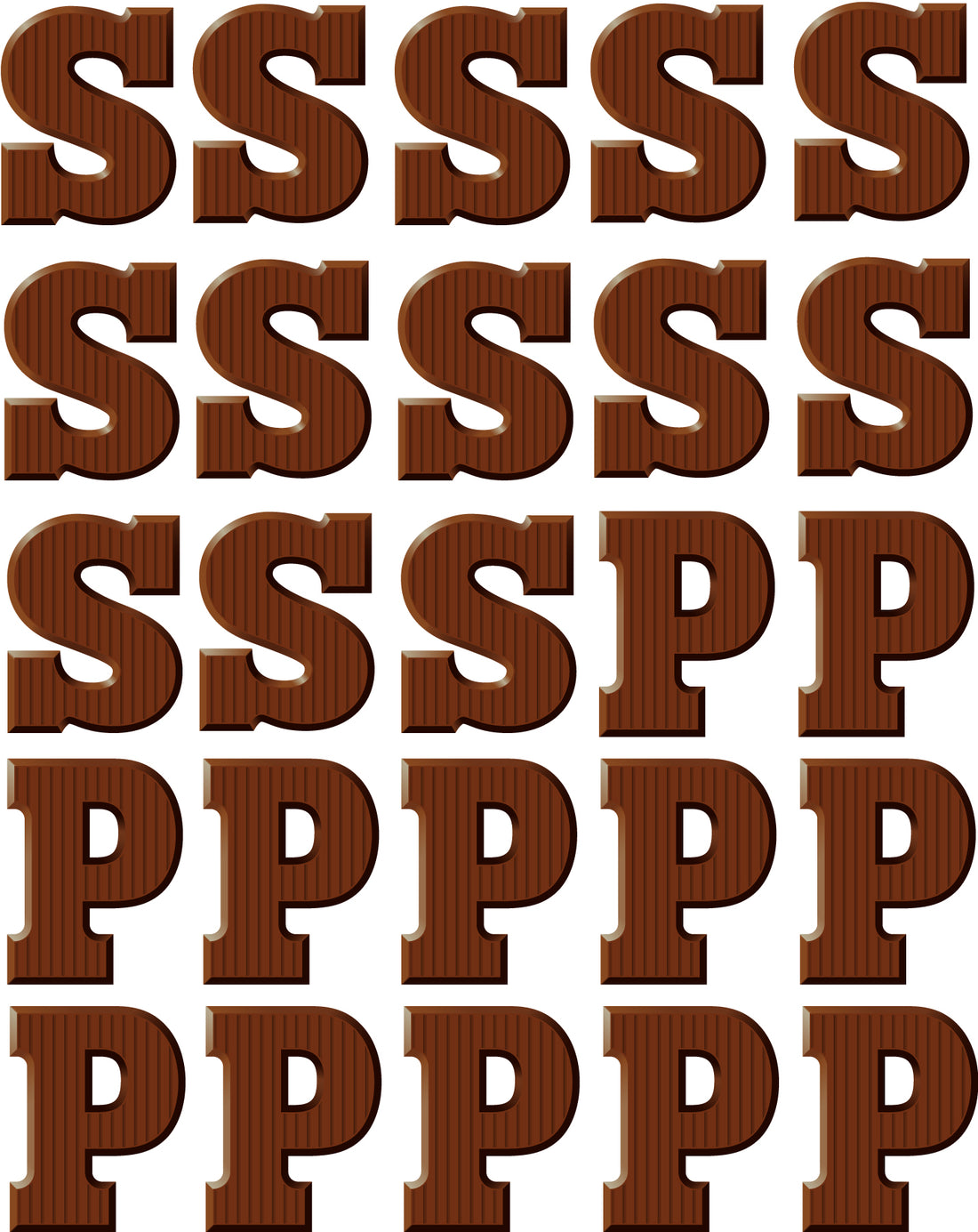 Chocolade letters Sint en Piet – All-over transfervel