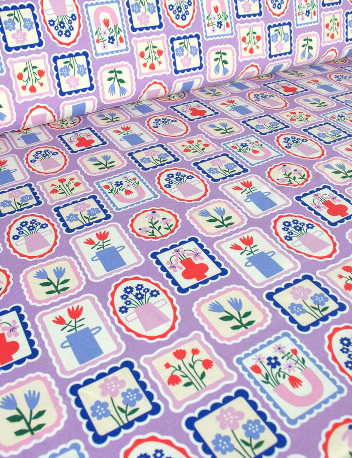 Floral Stamps Lilalicious | Jersey | 170 cm wide