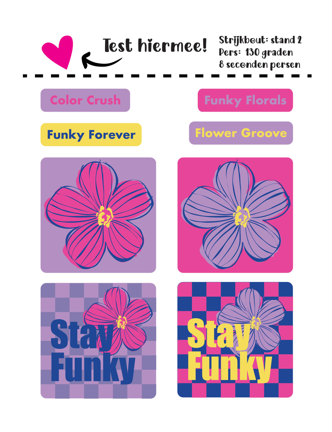 Funky Floral Lilalicious Strijklabels – Strijktransfers