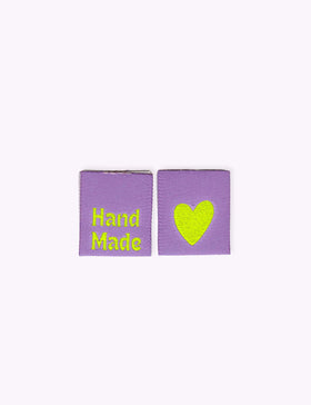 Hand Made Hearts Lilac | Woven sew-in label