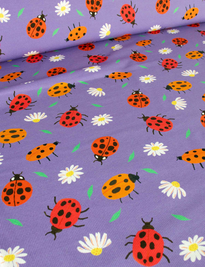 Lucky Bugs Lavender Purple | Rib jersey | 125 cm wide