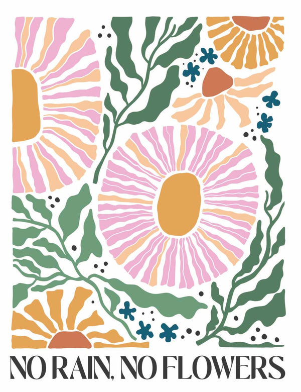 No Rain No Flower - Floral – Strijktransfer