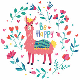 Be Happy 2 - Funny Lama – Strijktransfer