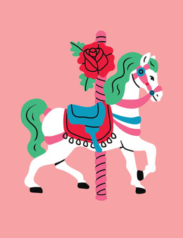 Rose Rider – Green Mane - Carousel Clash – Strijktransfer