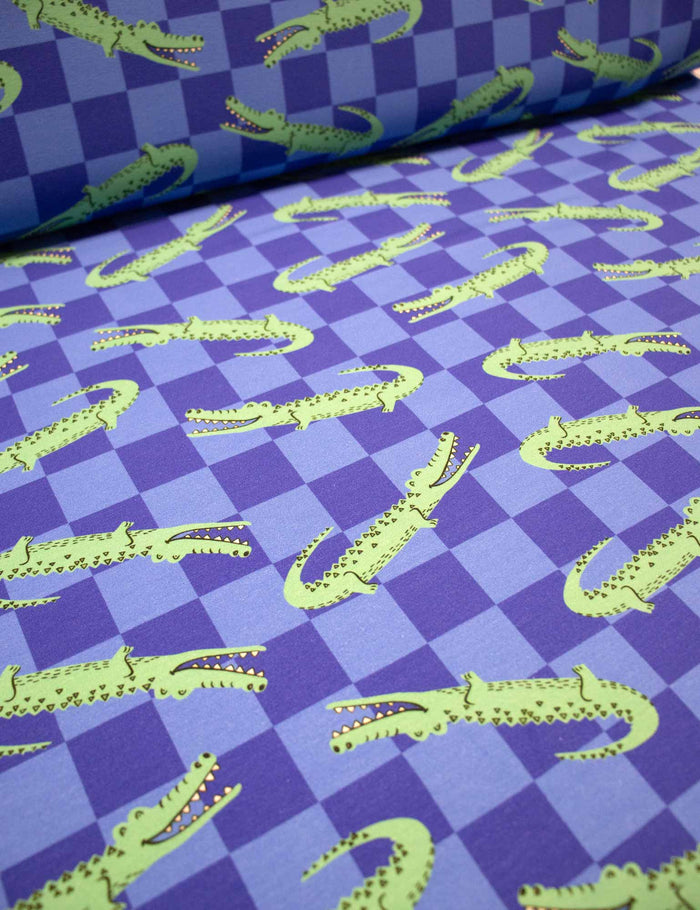 Croco Crew Blue Check | French Terry | 170 cm wide