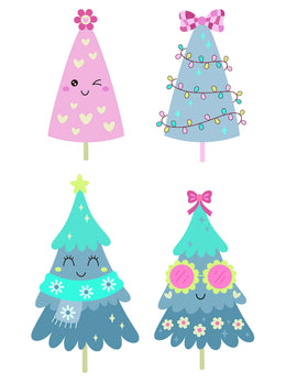 Kerstbomen Girls Roze – All-over transfervel – overzicht