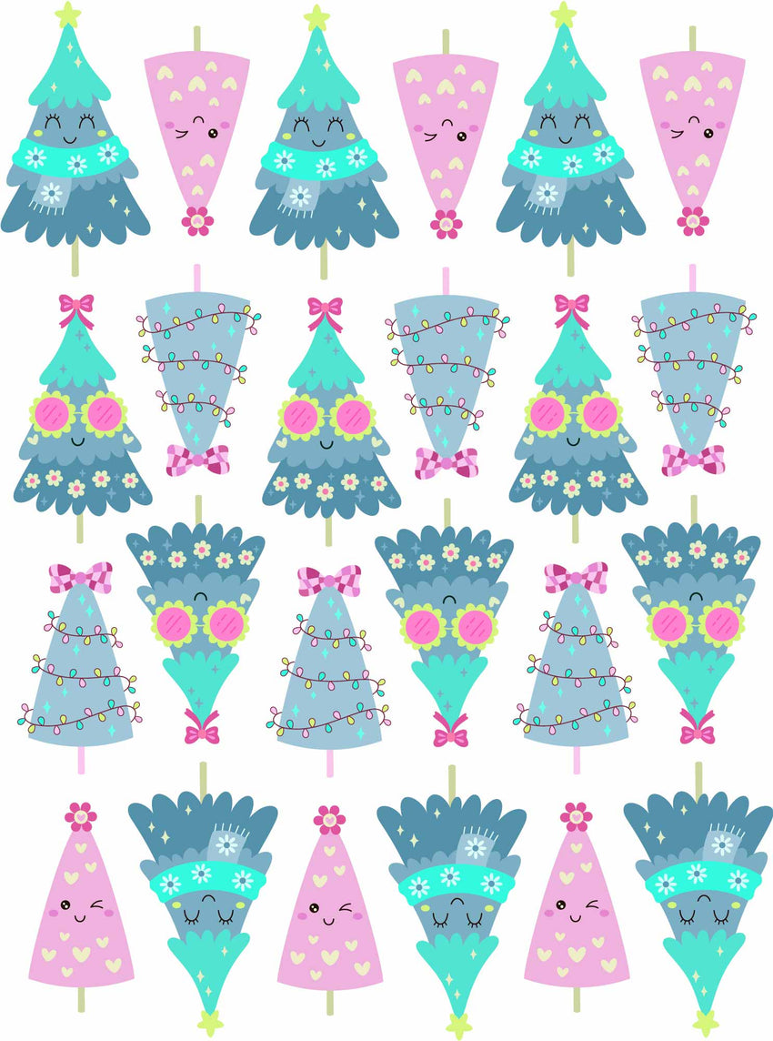 Kerstbomen Girls Roze – All-over transfervel
