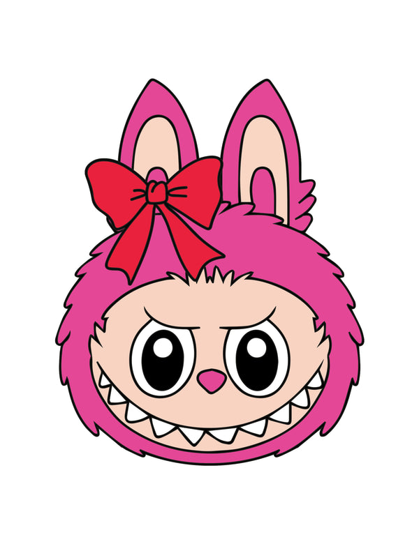 Labubu Head Pink Punch – Strijktransfer