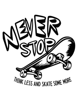 Never Stop Skating DTF-strijktransfer uit Skate Club