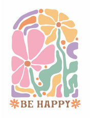 Be Happy - Abstract Flower – Strijktransfer