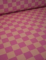 Berry Bold & Dusty Peach Check | French Terry | 170 cm wide