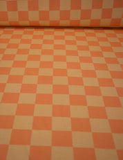 Bittersweet Orange Check – French Terry stof – 170 cm breed