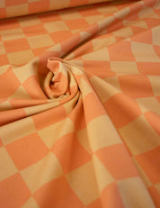 Bittersweet Orange Check – French Terry stof – 170 cm breed