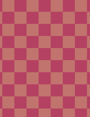 Berry Bold & Dusty Peach Check – French Terry stof – 170 cm breed