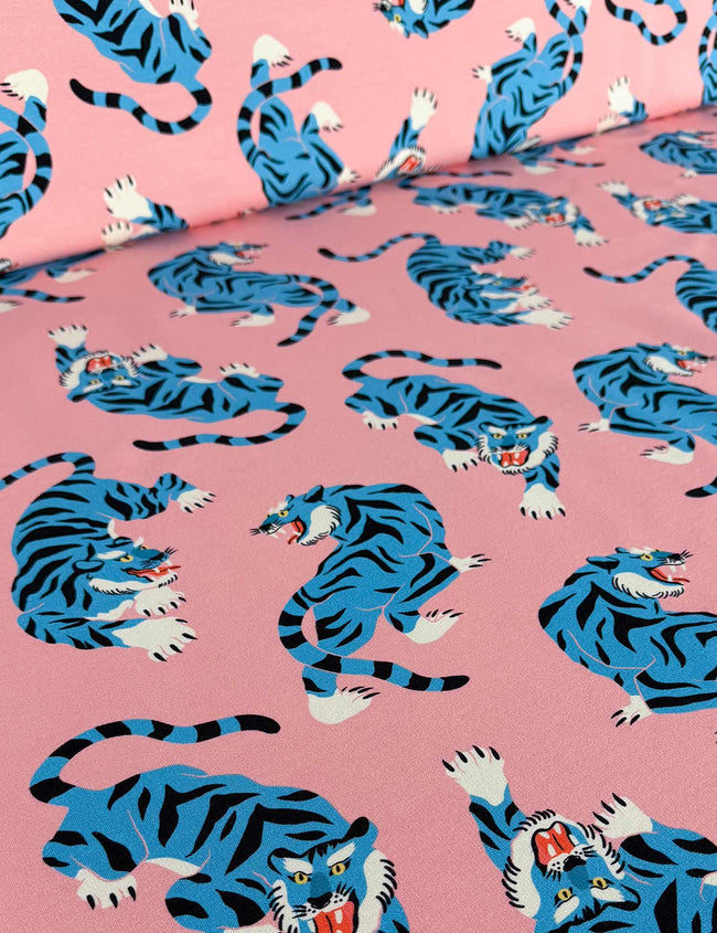 Tiger Clay Pink – French Terry stof – 170 cm breed