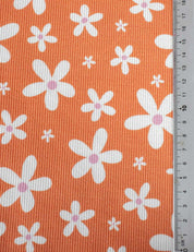 Daisy Pop Bittersweet Orange – Rib tricotstof – 125 cm breed