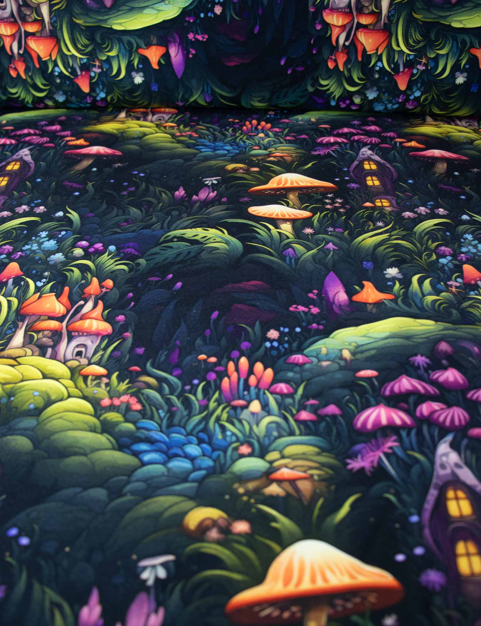 Fairy Forest Midnight Garden – French Terry stof – 170 cm breed