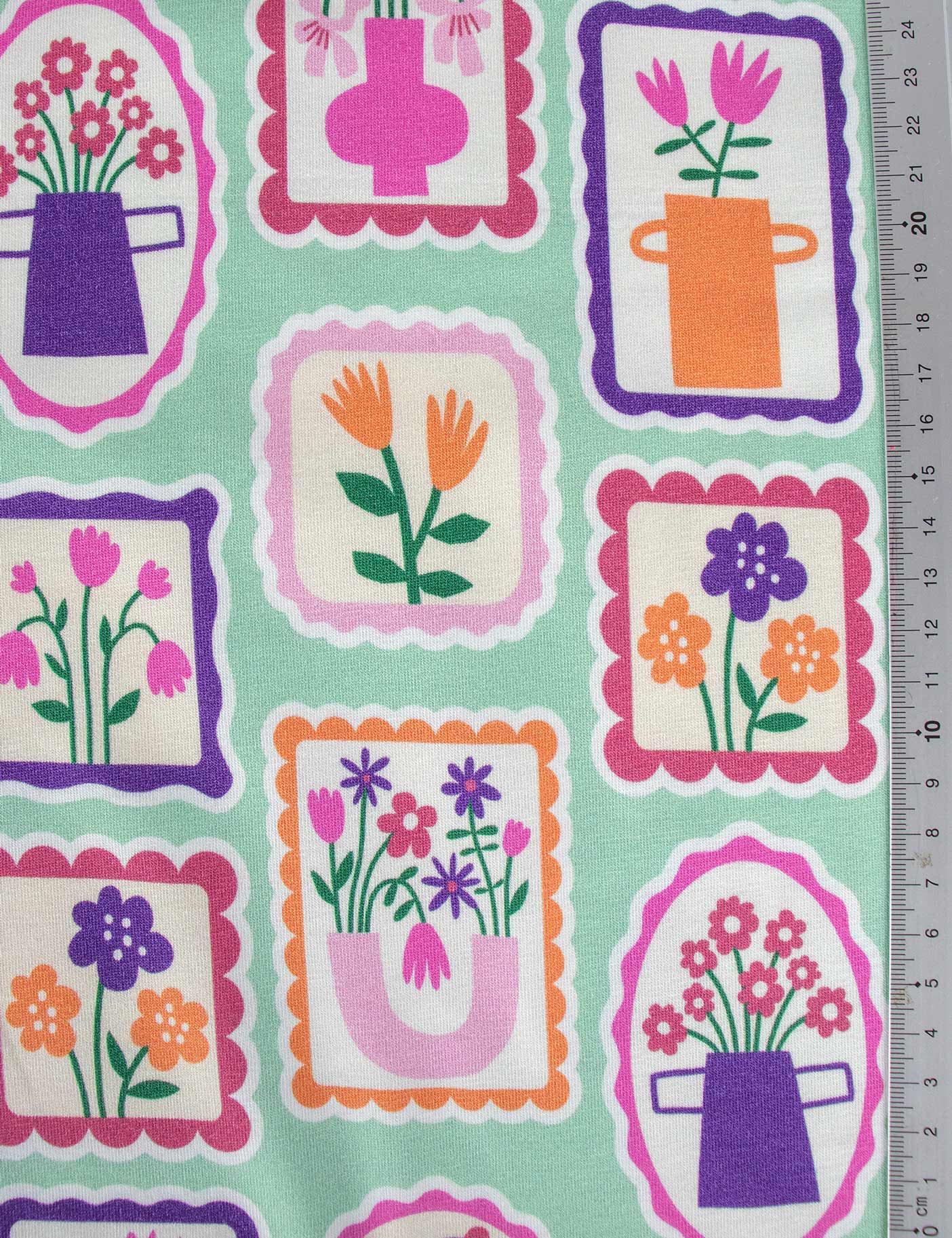 Floral Stamps Mint Vibe | Jersey | 170 cm wide