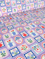 Floral Stamps Lilalicious | Jersey | 170 cm wide