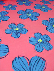 Funky Florals Coral Crush – French Terry stof – 170 cm breed