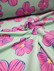 Funky Florals Mint – French Terry stof – 170 cm breed