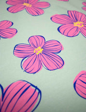 Funky Florals Mint – French Terry stof – 170 cm breed