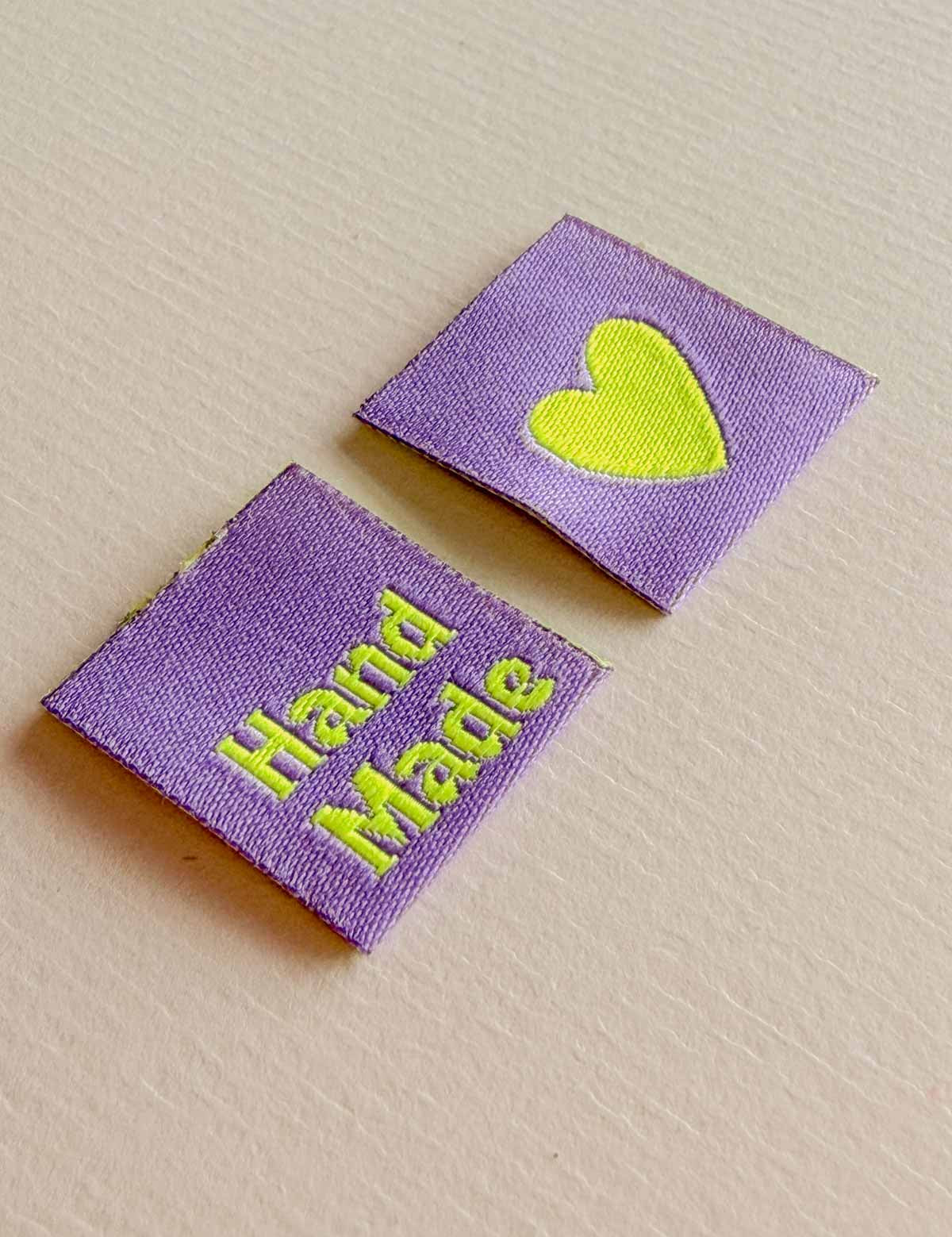 Hand Made Hearts Lilac | Woven sew-in label