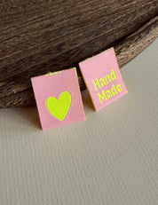 Hand Made Hearts Peach | Woven sew-in label