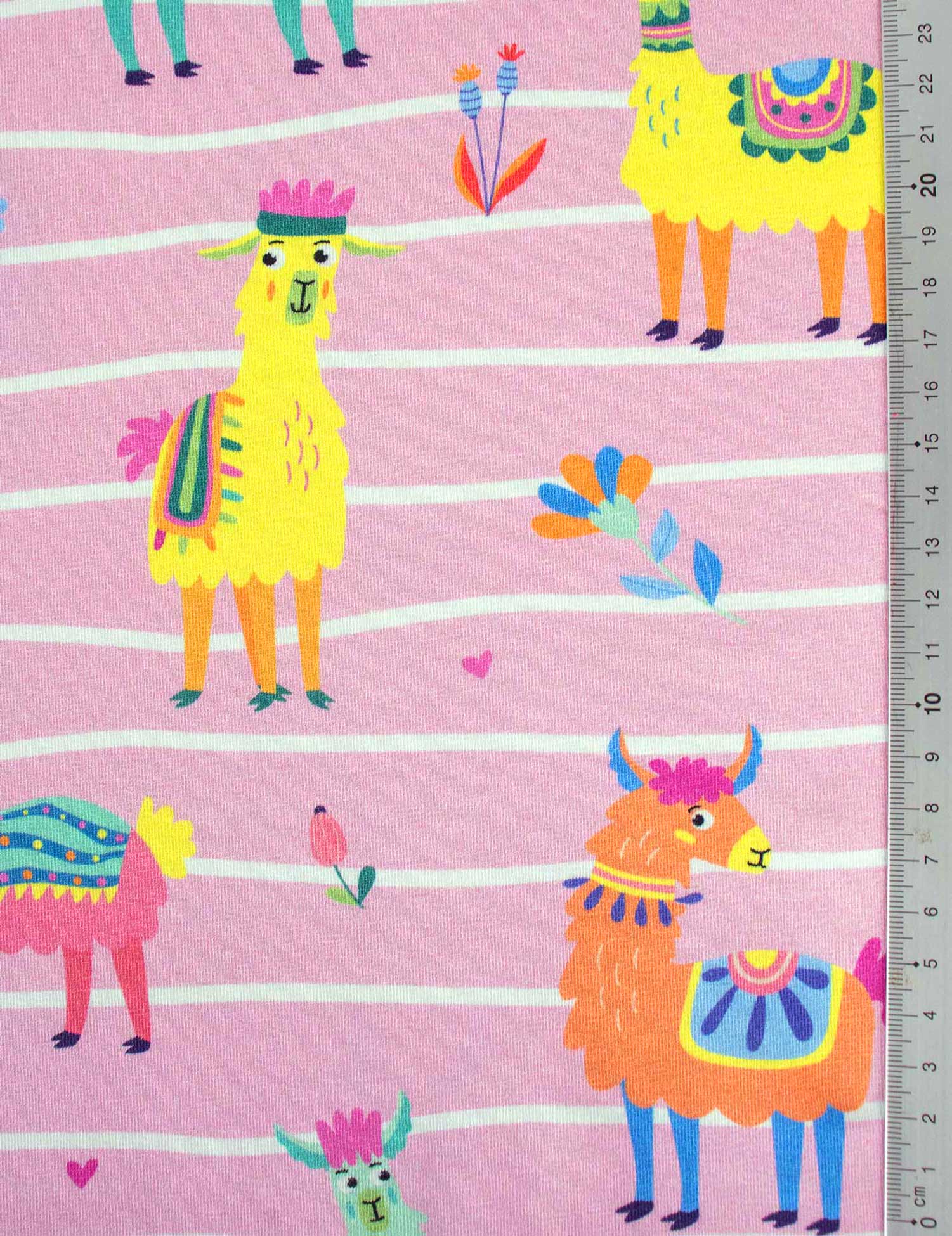 Happy Llamas Pink Pearl | Jersey | 170 cm wide