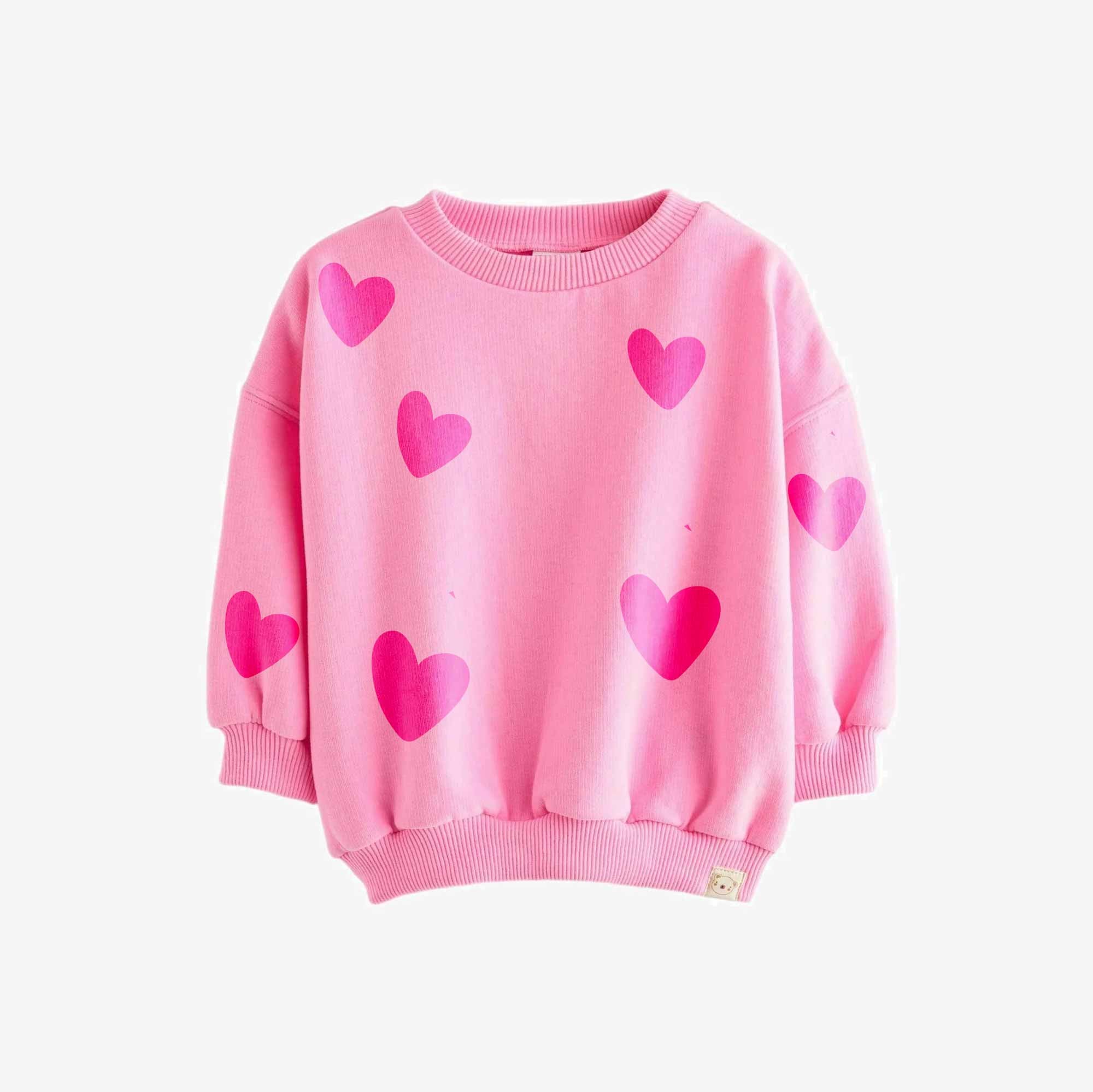 Pink Hearts – All-over transfervel – op een trui
