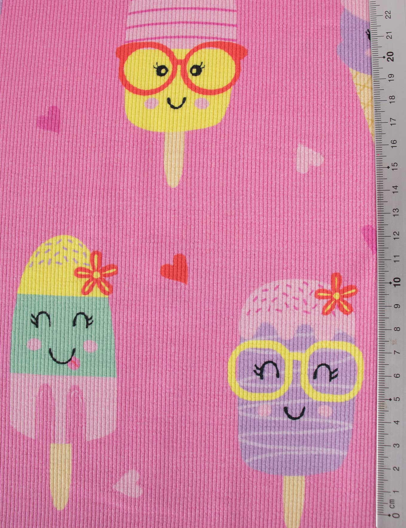 Ice Cream Crush Bubble Pink – Rib tricotstof – 125 cm breed