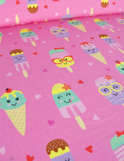 Ice Cream Crush Bubble Pink – Rib tricotstof – 125 cm breed