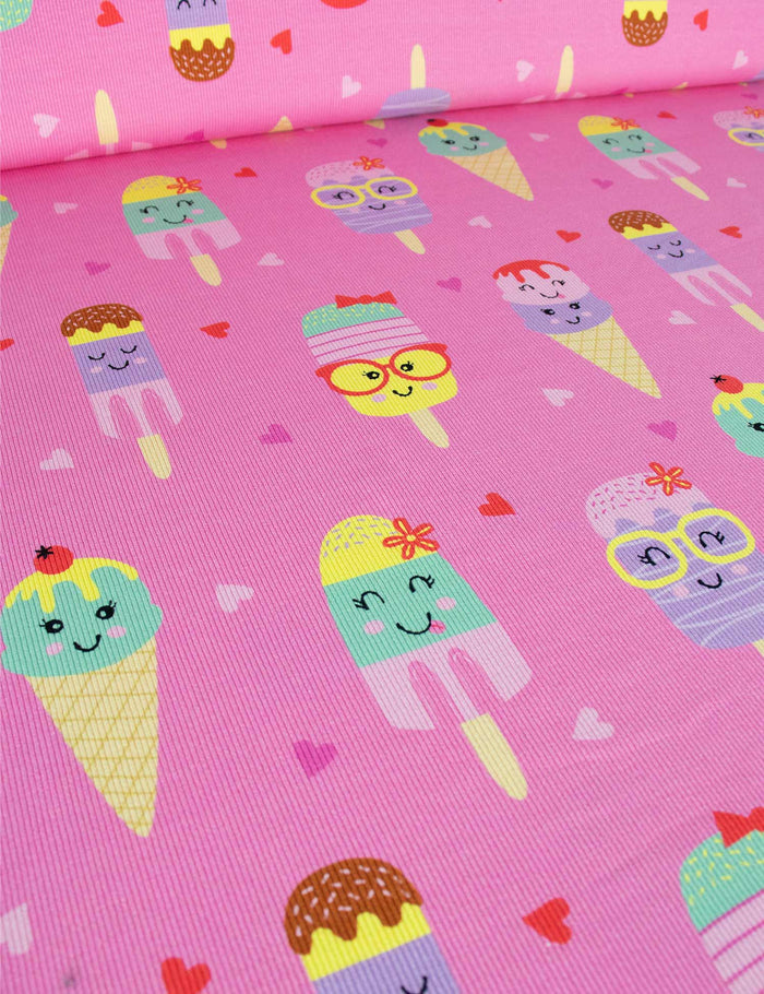 Ice Cream Crush Bubble Pink | Rib jersey | 125 cm wide