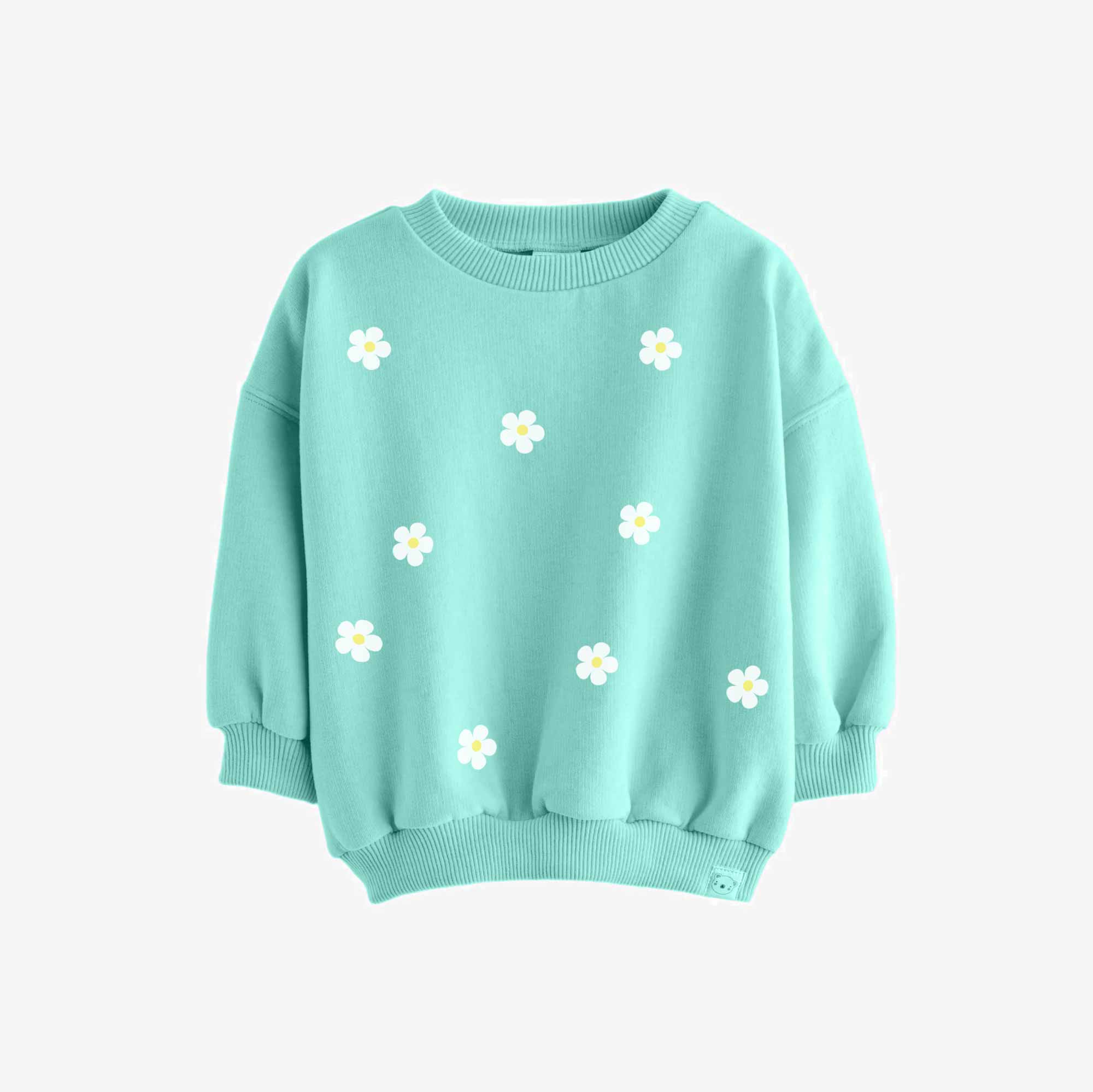 Kleine bloemen Wit – All-over transfervel – op een trui