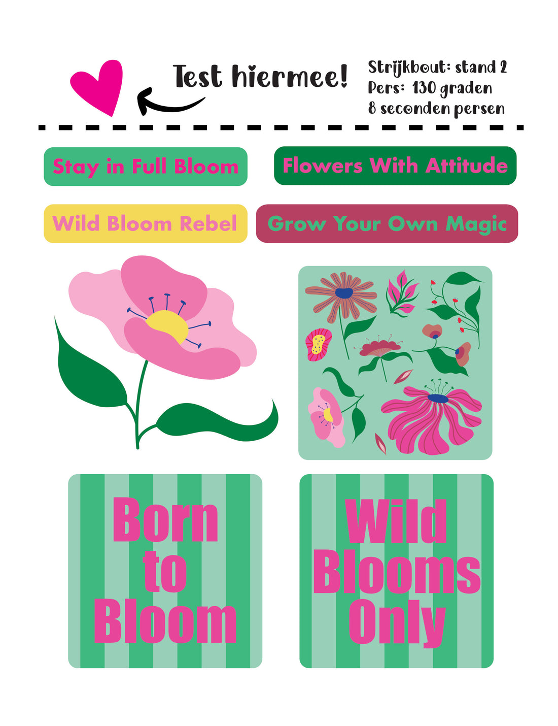 Bloom Boom Apple Pop Green Strijklabels – Strijktransfers