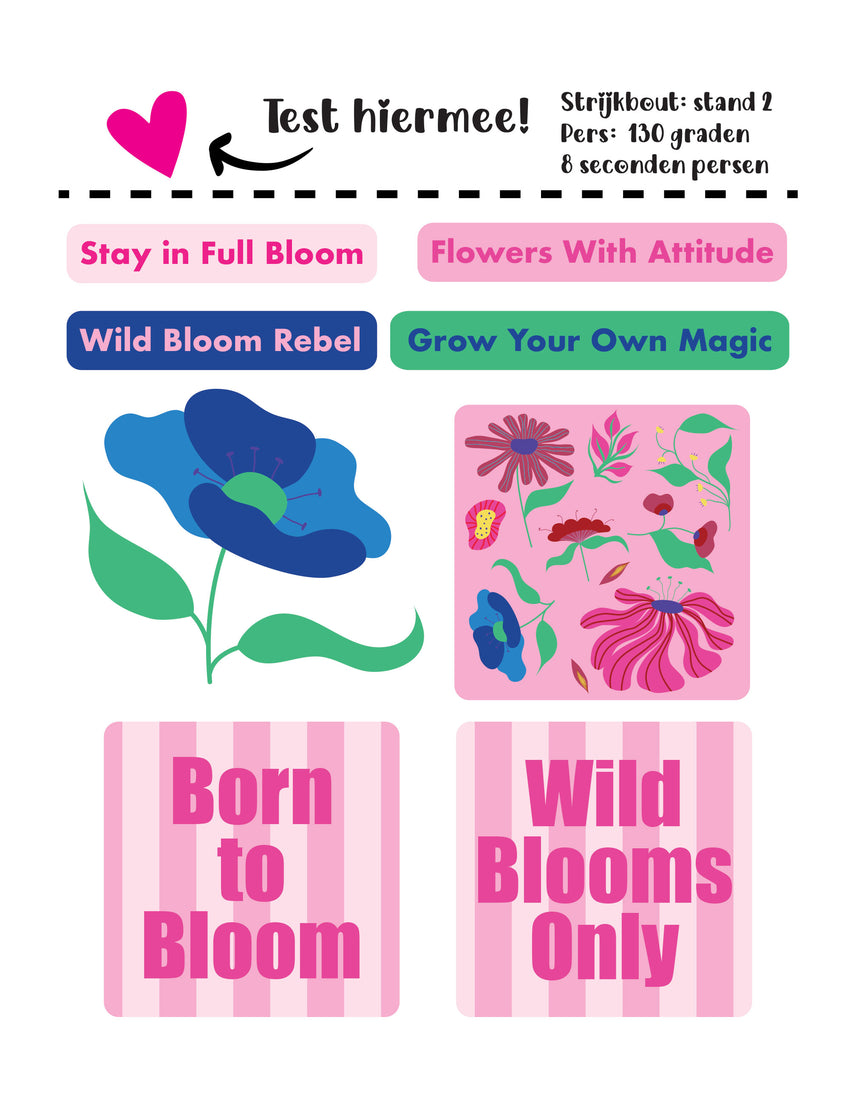 Bloom Boom Pink Pearl Strijklabels – Strijktransfers