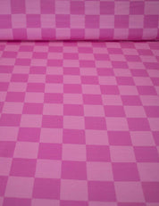 Pink Punch Check – French Terry stof – 170 cm breed