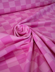 Pink Punch Check – French Terry stof – 170 cm breed