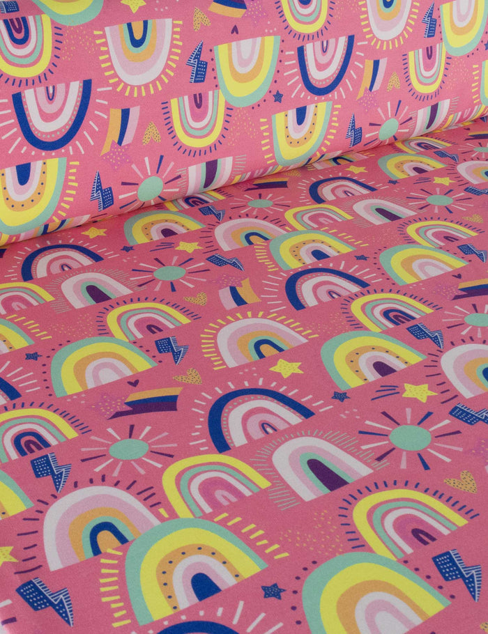 Rainbow Rush Coral Crush | French Terry | 170 cm wide