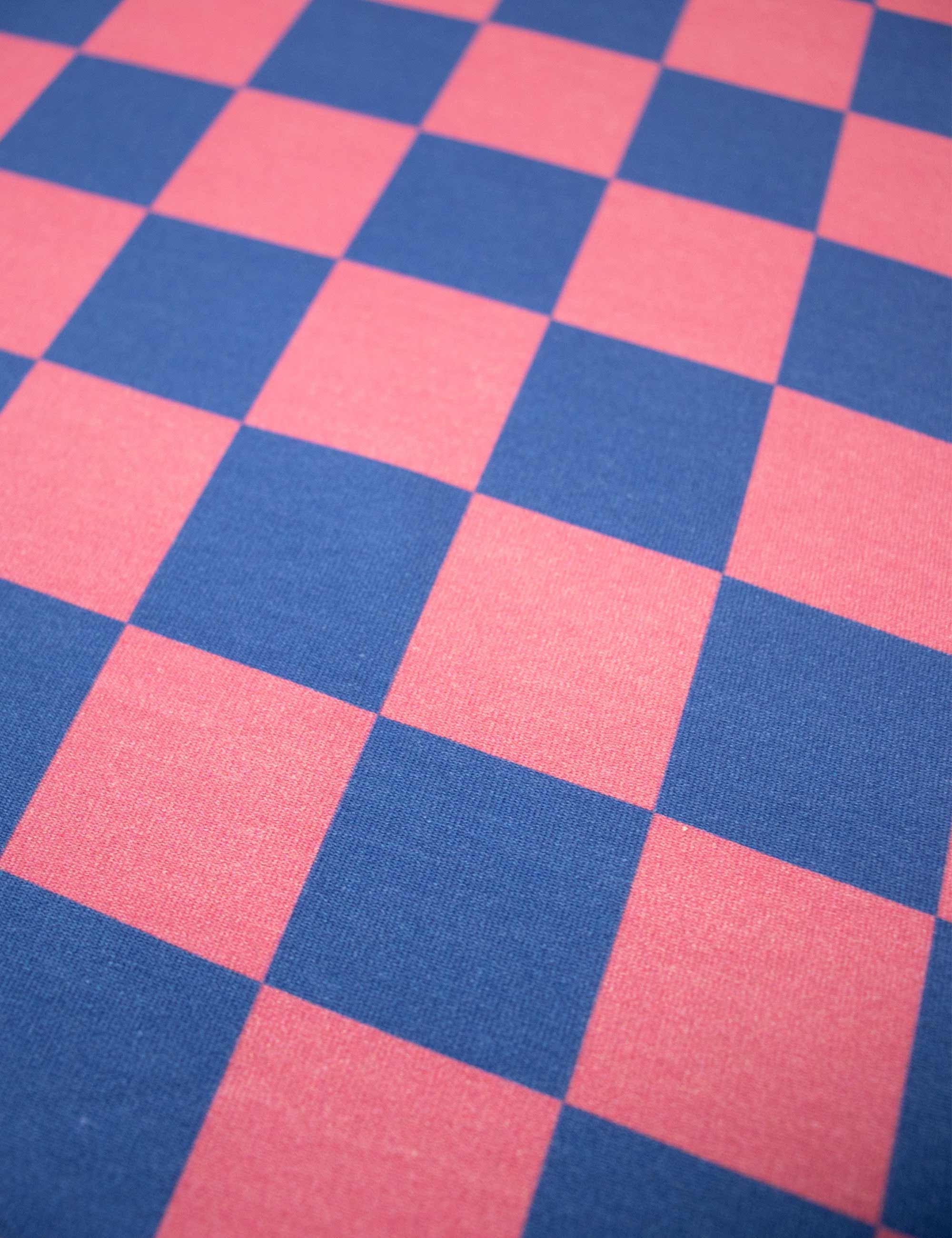 Rhino Blue & Berry Bold Check – French Terry stof – 170 cm breed