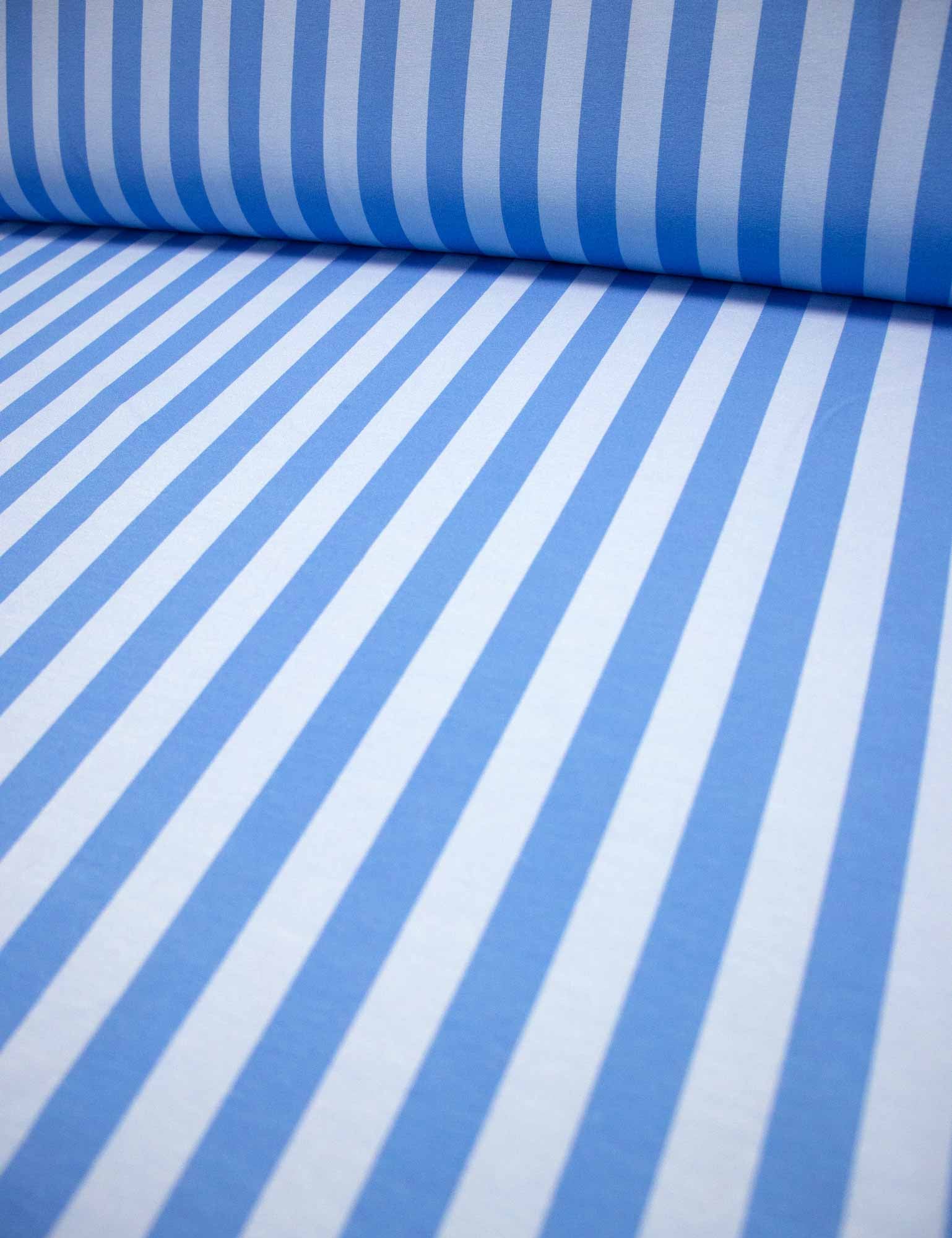 Stripe Up Blue – French Terry stof – 170 cm breed