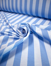 Stripe Up Blue – French Terry stof – 170 cm breed