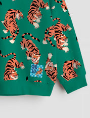 Tiger Blue & Green - Carousel Clash – Strijklabels – op een trui