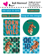 Tiger Blue & Green - Carousel Clash – Strijklabels