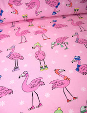 Winter Flamingo Pink Pearl – French Terry stof – 170 cm breed