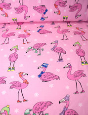 Winter Flamingo Pink Pearl – French Terry stof – 170 cm breed