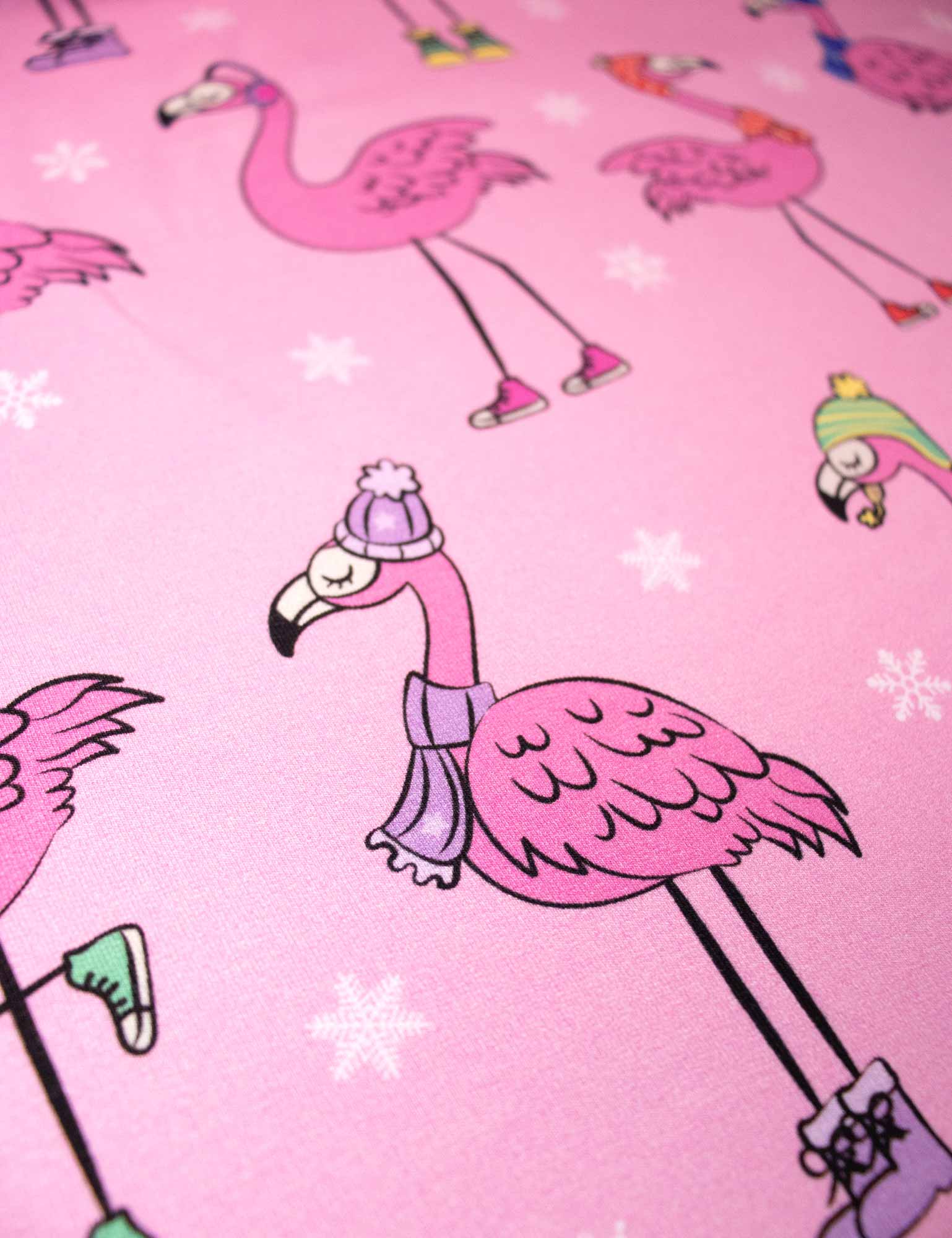 Winter Flamingo Pink Pearl – French Terry stof – 170 cm breed