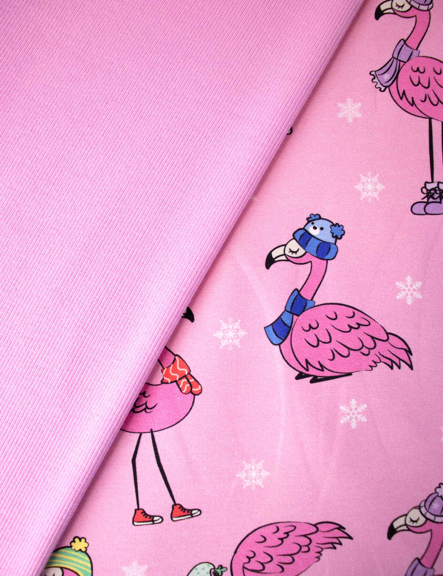 Winter Flamingo Pink Pearl – French Terry stof – 170 cm breed