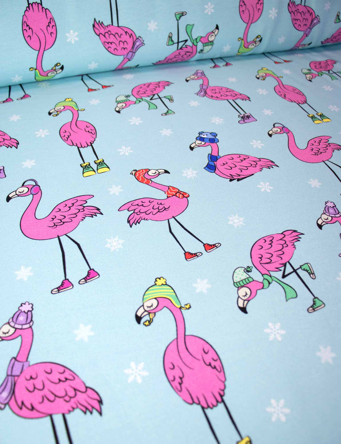 Winter Flamingo Aqua Island | French Terry | 170 cm wide